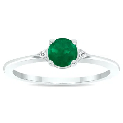 Shop Sselects Women's Emerald And Diamond Classic Ring In 10k White Gold