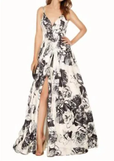 Shop Alyce Paris Jacquard Print Gown In French Vanilla In Grey