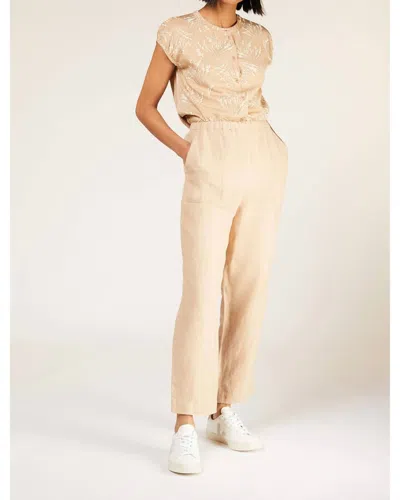 Shop People Tree Lydia Linen Trousers In Stone In Grey