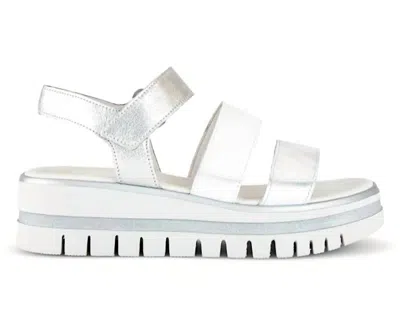 Shop Gabor Women's Strappy Sandal In White/silver Metallic