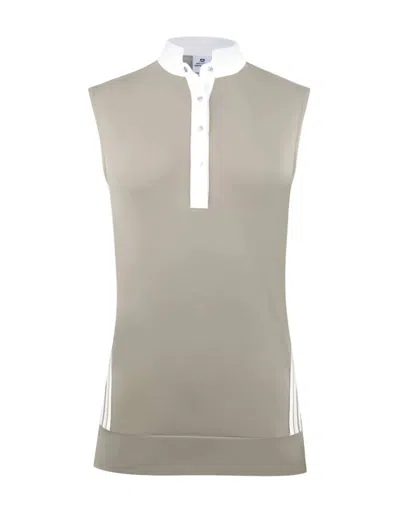 Shop Daily Sports Cadence Sleeveless Polo Shirt In Sandy In White