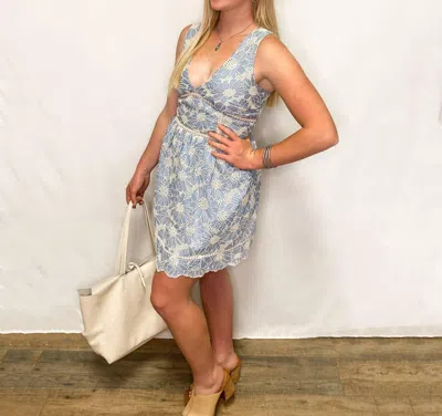 Shop Adelyn Rae Leah Embroidered Dress In Blue Chambray