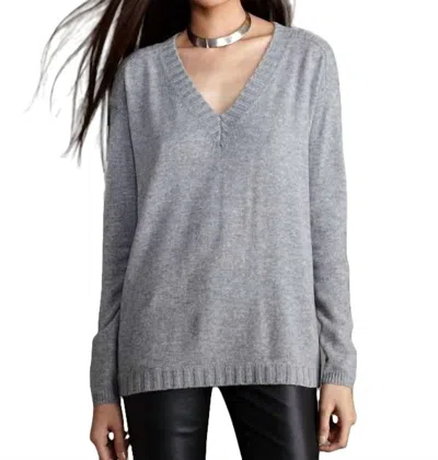 Shop Label+thread Luxe T-back Vee Sweater In Grey/black