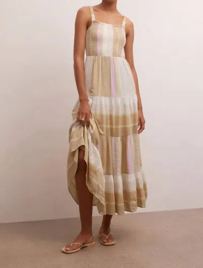 Shop Z Supply Kyara Yd Stripe Midi Dress In Multi In Beige
