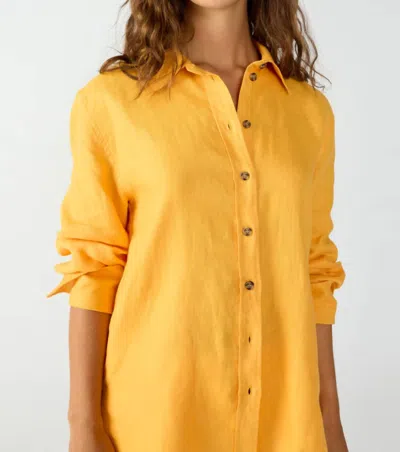 Shop Sanctuary Relaxed Linen Shirt In Solar Flare In Yellow