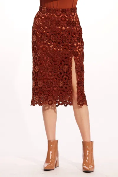 Shop Eva Franco Brina Skirt In Sumatra Lace In Brown