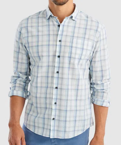 Shop Johnnie-o Men's Roarke Hangin Out Button Down Shirt In Gulf Blue In White