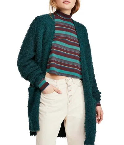 Shop Free People Once In A Lifetime Wool Blend Cardigan In Evergreen In Blue