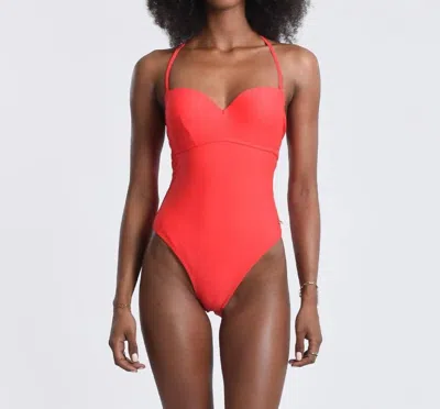 Shop Molly Bracken Sweetheart One-piece Swimsuit In Orange Red In Pink