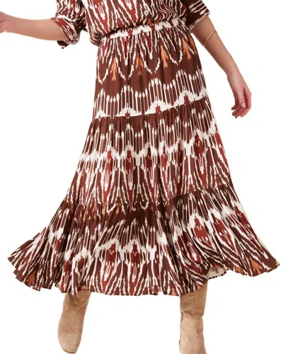 Shop Figue Mila Skirt In Dylan Ikat Brown In Red