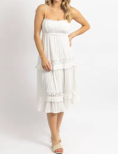Day + Moon Boho Tassel Tie Midi Dress In White In White