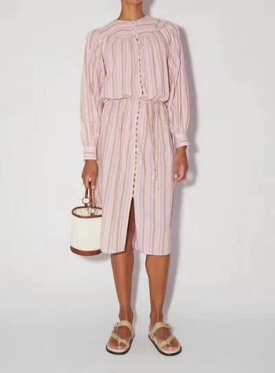 Shop Magali Pascal Suelo Shirt Dress In Sunrise Stripe In Pink