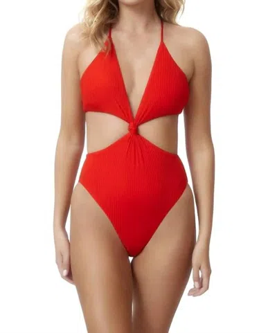 Shop Pq Swim Knot Cut Out One Piece In Calypso In Red