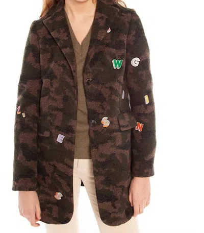 Shop Vilagallo Oxford Embroidered Coat In Camouflage Zermat In Green