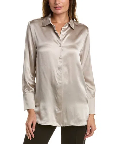 Shop Tyler Boe Silk Charmeuse Charlie Top In Silver In White