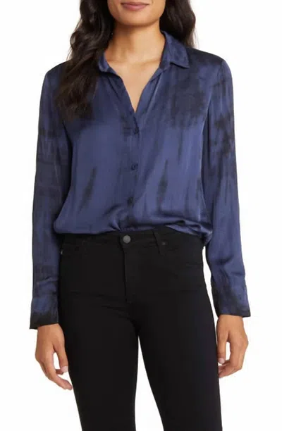 Bella Dahl Flowy Satin Button-up Shirt In Blue