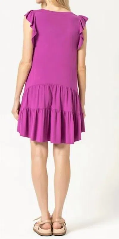 Shop Lilla P Tiered Peplum Tank Dress In Dahlia In Pink