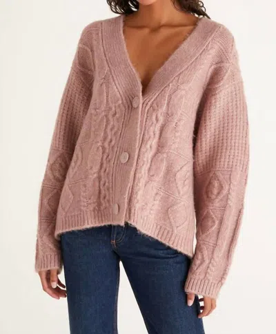 Shop Z Supply Ryleigh Cable Knit Cardigan In Sweet Pink