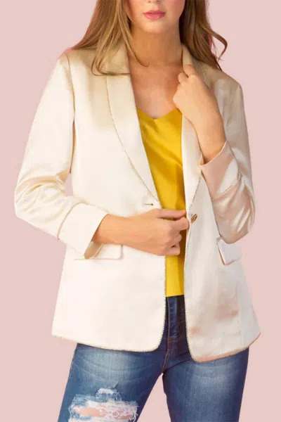 Shop Jessie Liu Shaw Collar Acetate Jacket In Ivory In Gold