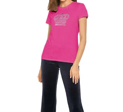 Shop Juicy Couture Jeweled Crown Short Sleeve T-shirt In Raspberry In Pink