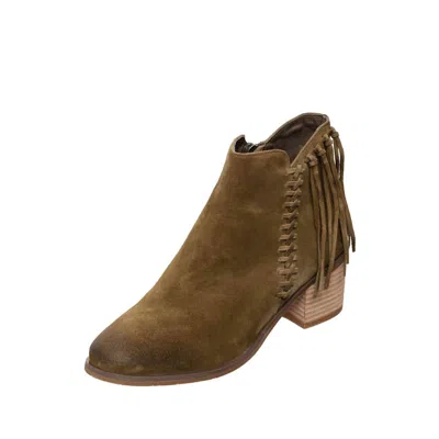 Shop Antelope Cary Fringe Bootie In Olive Suede In Brown