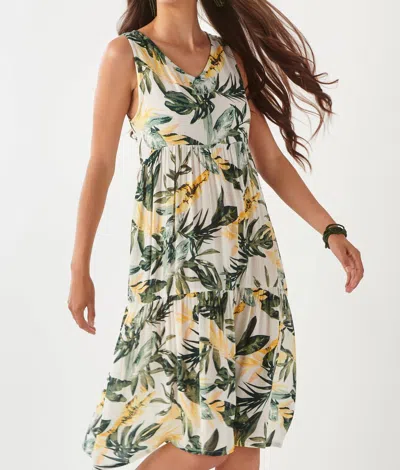 Shop Giftcraft Printed Palm Dress In Green In White