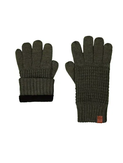 Shop Bickley + Mitchell Wool Waffle Fleece Gloves In Army Twist In Black