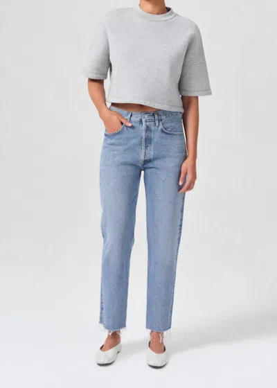 Shop Agolde Lana Crop Mid Rise Straight Jean In Sway In Blue