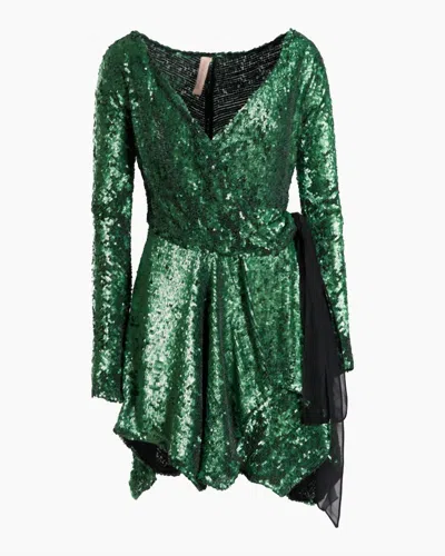 Shop Maria Lucia Hohan Gallia Sequin Mini Dress In Emerald In Green
