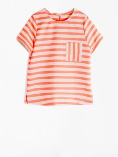 Shop Vilagallo Candy Stripe Shirt In Orange/pink Stripe