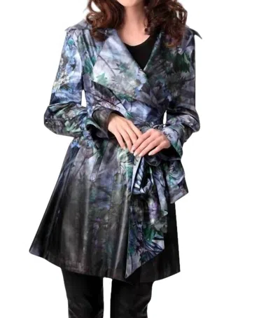 Shop Angel Verdant Trench Rain Jacket In Blue Multi In Silver