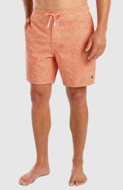 Shop Johnnie-o Men's Parrish Half Elastic 7" Swim Shorts In Clementine In Pink