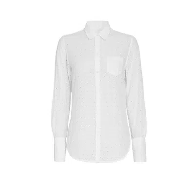 Shop Nili Lotan Cotton Eyelet Polo Shirt In White In Grey