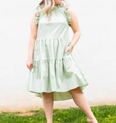 Shop Moodie Tiered Dress In Sage In Green