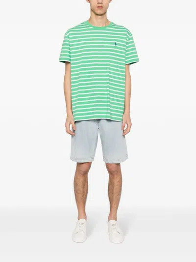 Shop Polo Ralph Lauren Maglietta A Righe Classic-fit In Green