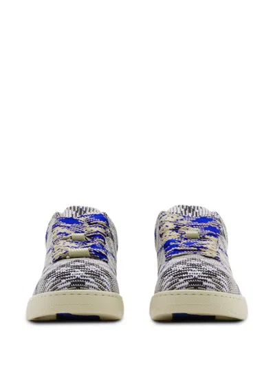 Shop Burberry Check Knit Box Sneakers In Blue