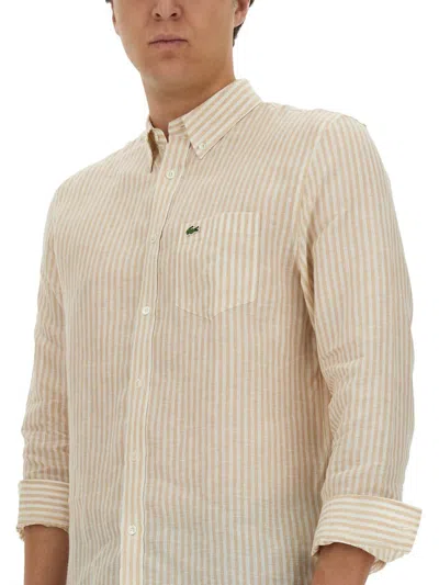 Shop Lacoste Shirt With Logo In Beige