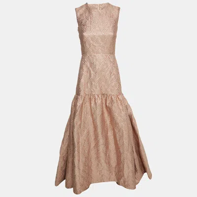 Pre-owned Max Mara Pink Lurex Jacquard Evening Gown S