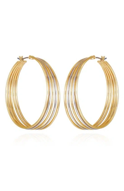 Shop Vince Camuto Multirow Hoop Earrings In Imitation Gold