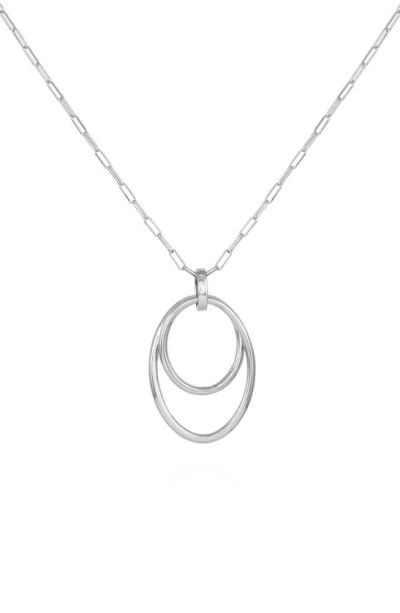 Shop Vince Camuto Oval Pendant Necklace In Imitation Rhodium
