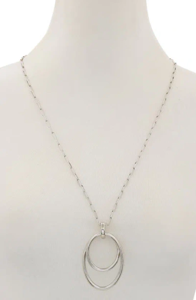 Shop Vince Camuto Oval Pendant Necklace In Imitation Rhodium