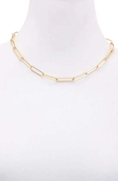 Shop Vince Camuto Crystal Paper Clip Chain Necklace In Imitation Gold