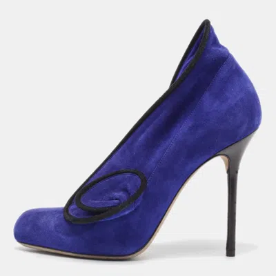 Pre-owned Sergio Rossi Blue Suede Twirl Pumps Size 37