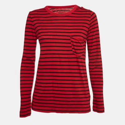Pre-owned Zadig & Voltaire Red Striped Cotton Long Sleeve T-shirt S
