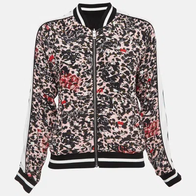 Pre-owned Zadig & Voltaire Pink/black Printed Crepe Reversible Bomber Jacket Xs