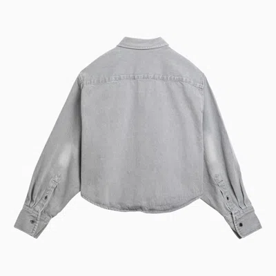 Shop Ami Alexandre Mattiussi Ami Paris Grey Denim Cropped Shirt