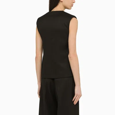 Shop Calvin Klein Black Viscose Blend Waistcoat