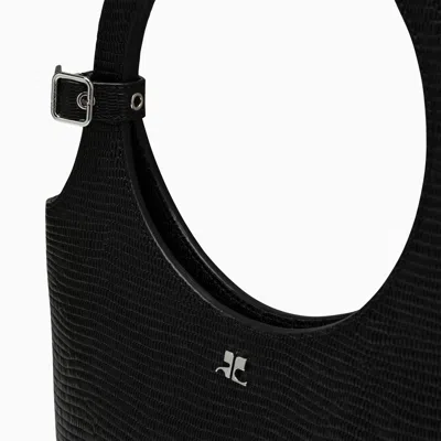 Shop Courrèges Black Lizard Effect Leather Holy Tejus Bag