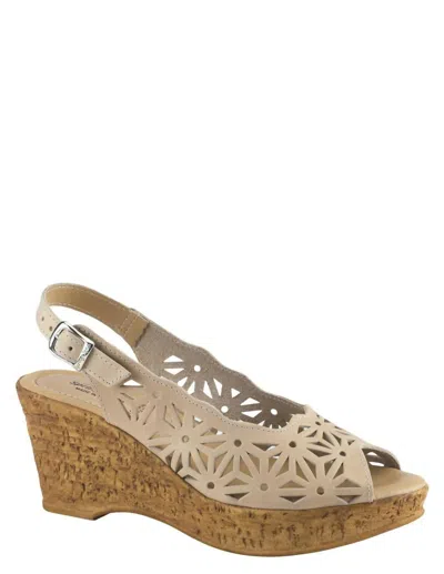 Shop Spring Step Shoes Abigail Wedge Sandals In Beige In White