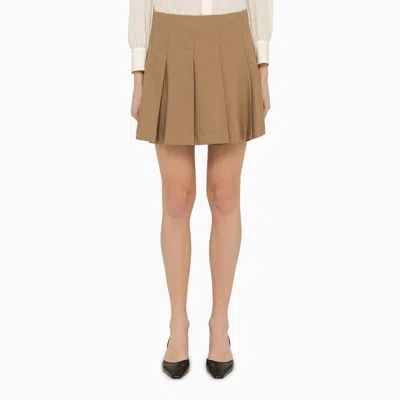 Shop Federica Tosi Desert Coloured Mini Skirt With Flounces
